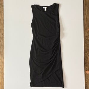 Black cotton dress with side ruching size s